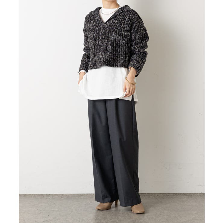 【Omekashi】ラメ畦ビッグカラーショートニット | PAL GROUP OUTLET | 詳細画像20 