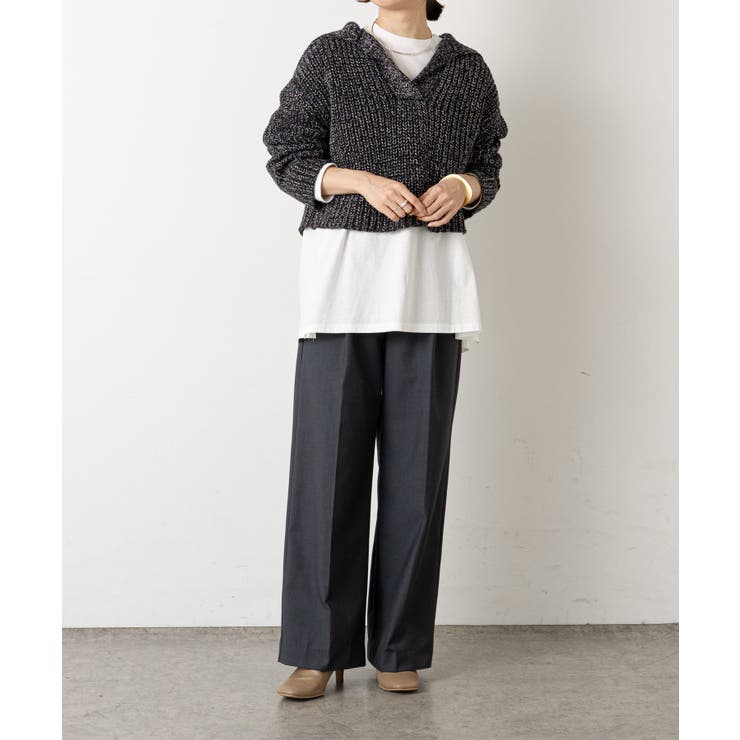 【Omekashi】ラメ畦ビッグカラーショートニット | PAL GROUP OUTLET | 詳細画像18 