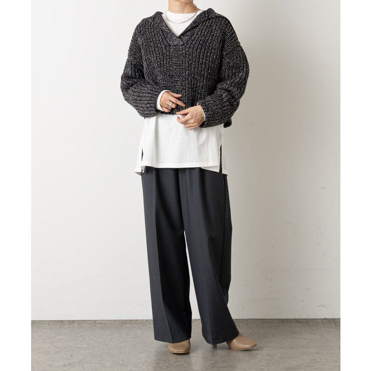【Omekashi】ラメ畦ビッグカラーショートニット | PAL GROUP OUTLET | 詳細画像19 
