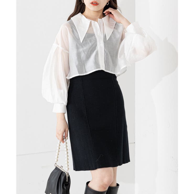RESTOCK）Shirt pleated mini onepiece