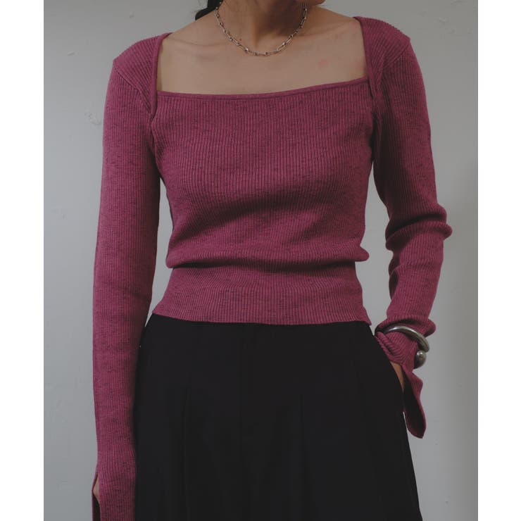 【30％OFF】 Pasterip】Square knit[品番：PALW0003080]｜PAL neck wide トップス