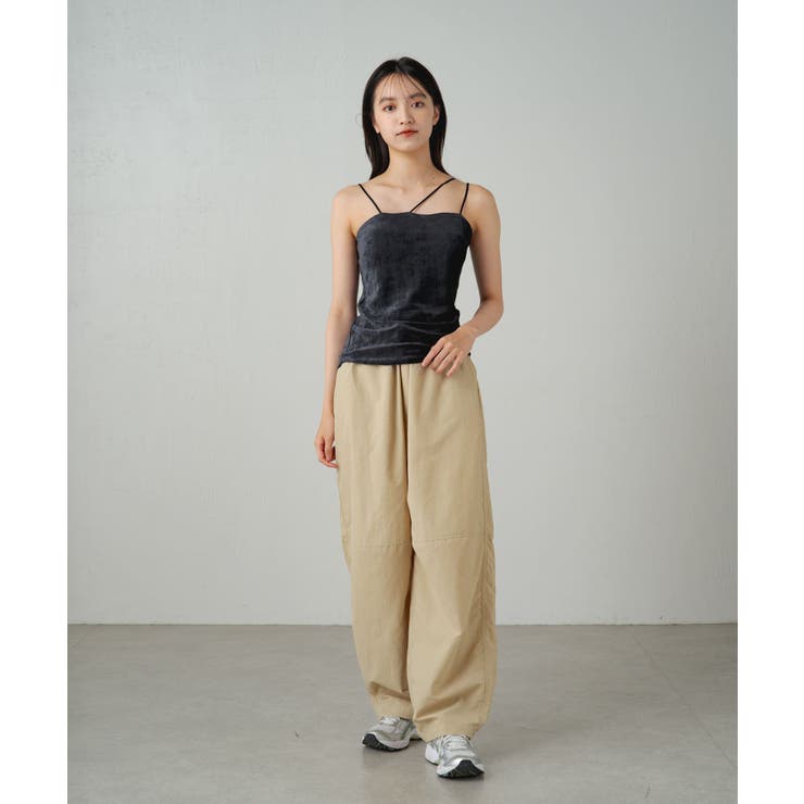【earthy_】撥水/防油　ナイロンボリュームカーゴパンツ earthy_】撥水/防油 ナイロンボリュームカーゴパンツ earthy