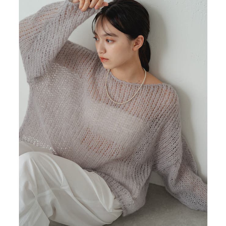 earthy_】シアーハンドライクオーバーニット[品番：PALW0003528