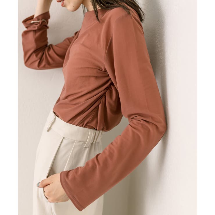 tシャツ シアーギャザープルオーバー レディース Chez toi tシャツ セミシアースラブ袖ギャザープルオーバー