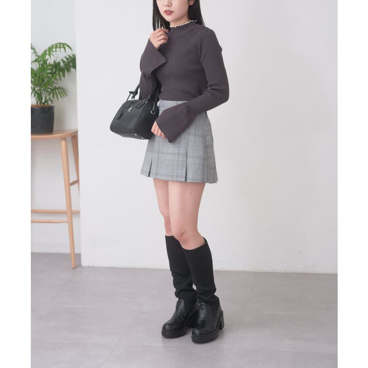 Chico】ハイネックパール付フレアリブニット[品番：PALW0002564]｜PAL