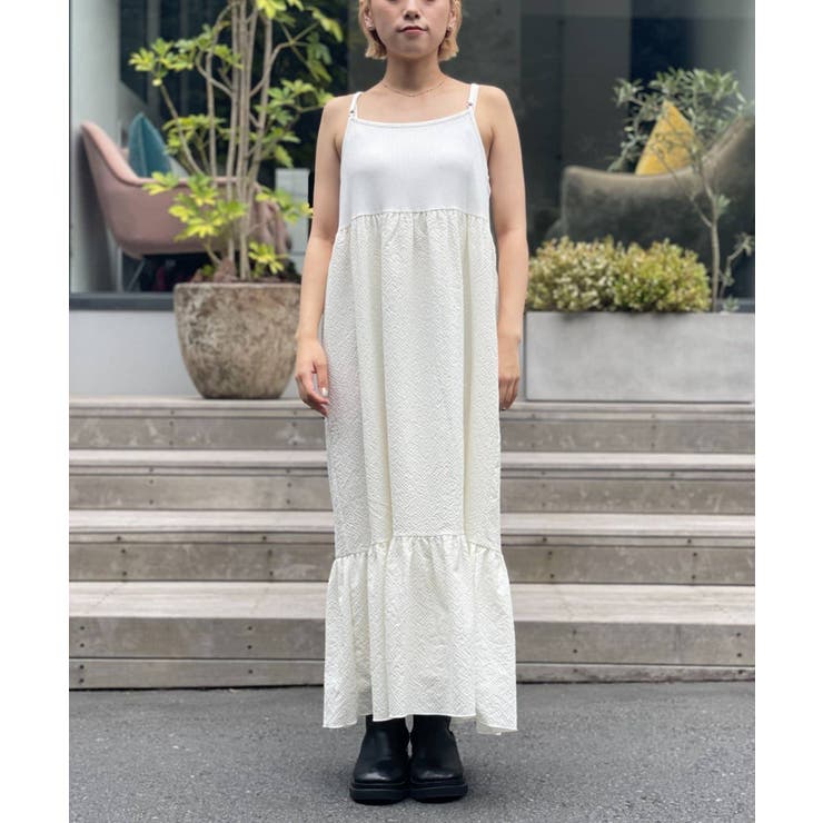 タグ付き☆異素材ティアードキャミワンピース