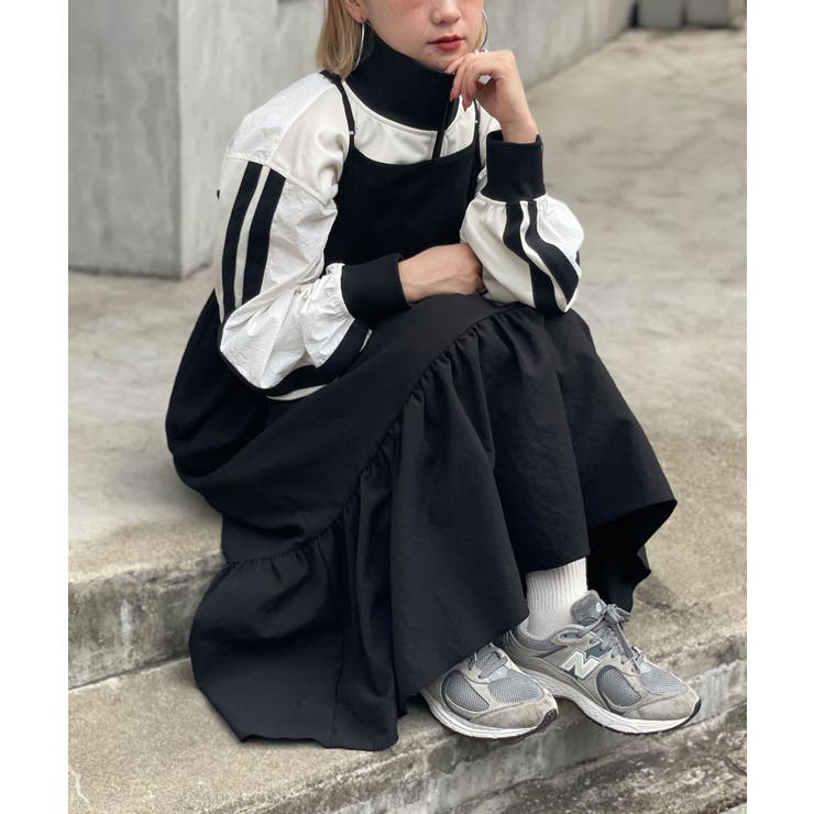 Ciaopanic】異素材切替ティアードキャミワンピース[品番