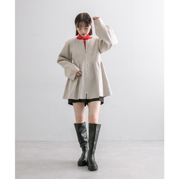 mystic（ミスティック）の「WZIPペプラムカーディガン（ニット