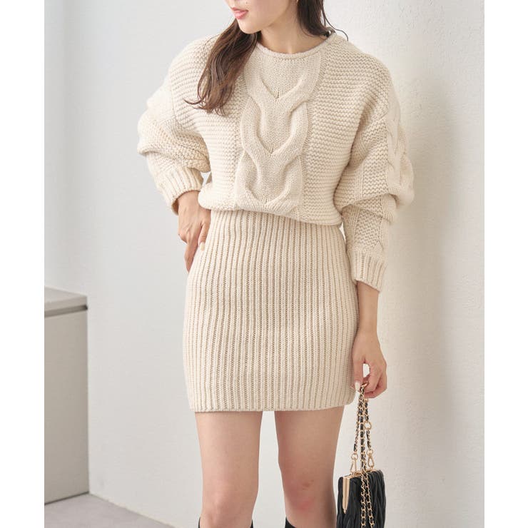 ケーブルニット ミニバッグ AMBIDEX Store △○CABLE KNIT MINI バッグ(F SKY): FLAT-cic-HATENA