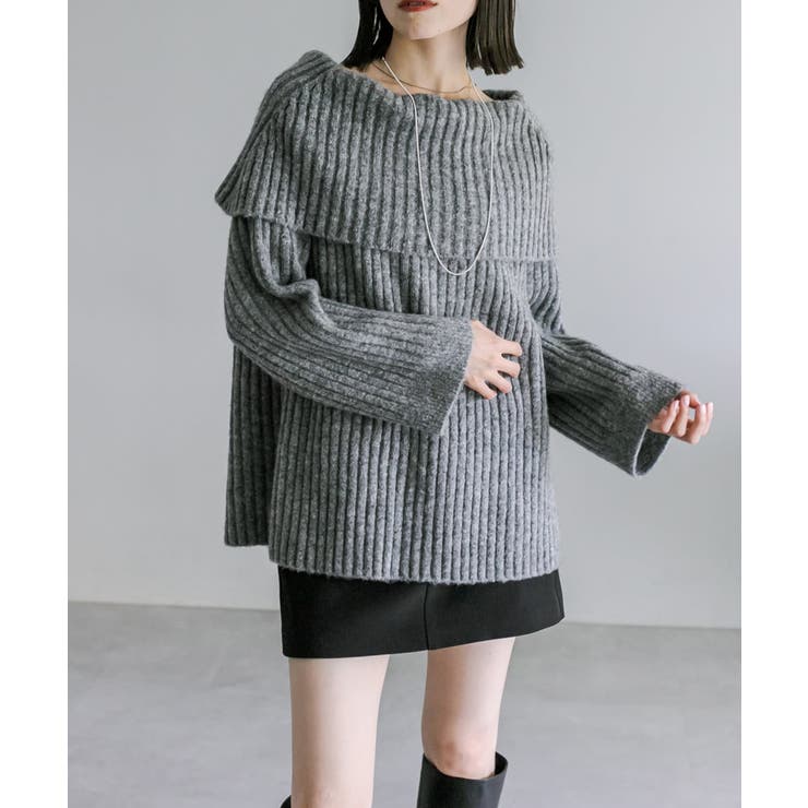 GRY | 【mystic】オフショルニット | PAL GROUP OUTLET