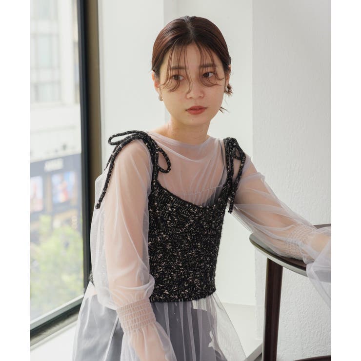 【Kastane】チュールシャーリングTEE＆ニットビスチェSET[品番：PALW0002887]｜PAL GROUP  OUTLET（パルグループアウトレット）のレディースファッション通販｜SHOPLIST（ショップリスト）