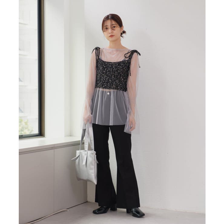 【Kastane】チュールシャーリングTEE＆ニットビスチェSET[品番：PALW0002887]｜PAL GROUP  OUTLET（パルグループアウトレット）のレディースファッション通販｜SHOPLIST（ショップリスト）