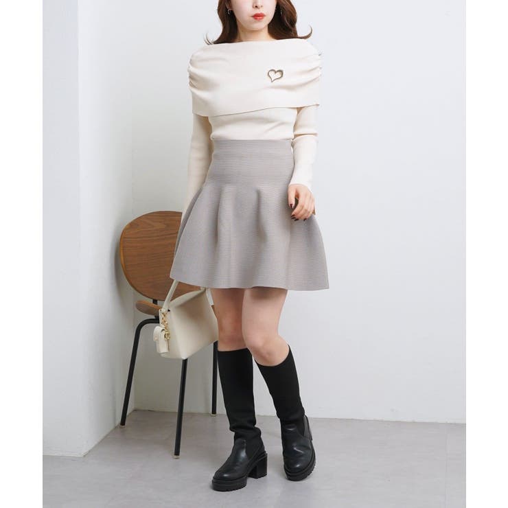 新品未使用 Chico バックスナップフレアスカート グレージュ フリー Chico】バックスナップニットフレアSK[品番：PALW0003573]｜PAL