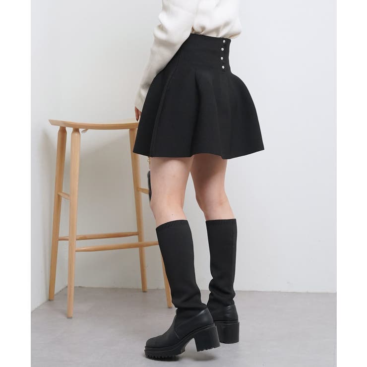 Chico】バックスナップニットフレアSK[品番：PALW0003573]｜PAL