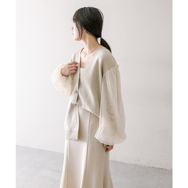 MUVEILのチュールカーディガン MUVEIL(ミュベール)のオーガンジーチュールカーディガン通販