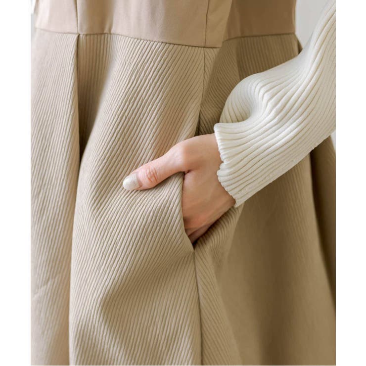 mystic ジャガードミドルコート 2way ブラウン mystic ステンカラー