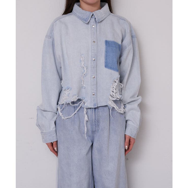 Chico】ダメージデニムショートSH[品番：PALW0003242]｜PAL GROUP  OUTLET（パルグループアウトレット）のレディースファッション通販｜SHOPLIST（ショップリスト）
