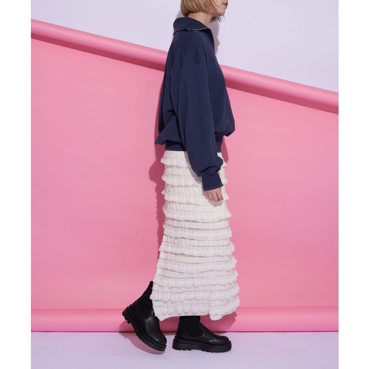 Ciaopanic】袖刺繍ハーフZIPオーバースウェット[品番