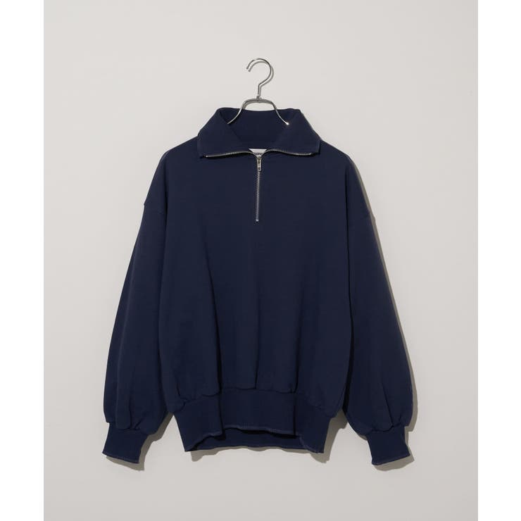 Ciaopanic】袖刺繍ハーフZIPオーバースウェット[品番