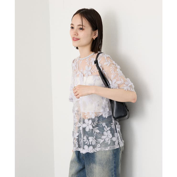 OHGA シースルーフラワーブラウス 半袖 OHGA シースルーフラワーブラウス 半袖 sakishimatokyo ブラウス