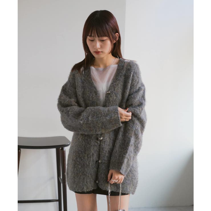 Kastane】カットアウトメランジニットカーディガン[品番