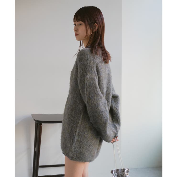 Kastane】カットアウトメランジニットカーディガン[品番