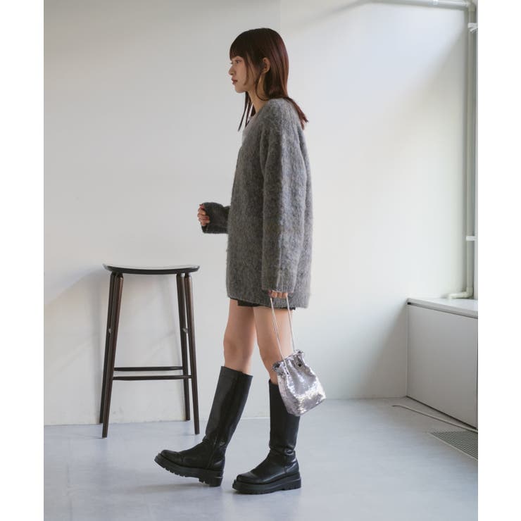 shell button loose knit cardigan – muguet