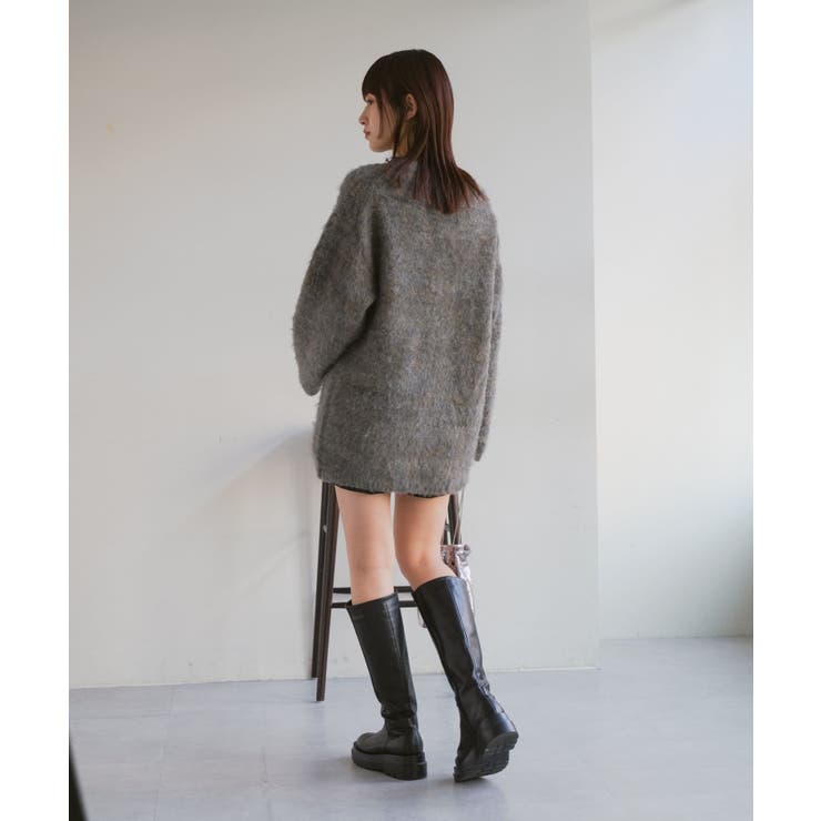 shell button loose knit cardigan – muguet
