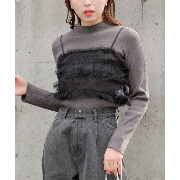 Ambre Neige drawstring tulle bustier / ドロストチュール