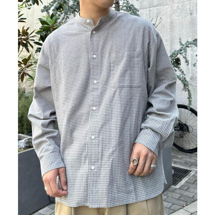 CIAOPANIC TYPY】ビエラチェック微起毛バンドカラーシャツ[品番