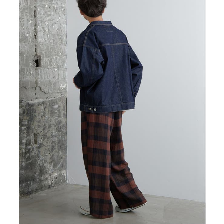 イチ※ichi タータンチェック ウールガーゼ ワイド パンツ イチ※ichi