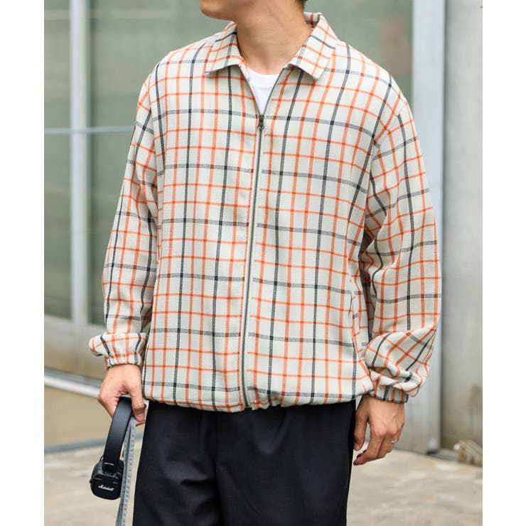 バスケット編みメッシュチェックドリズラーシャツジャケット