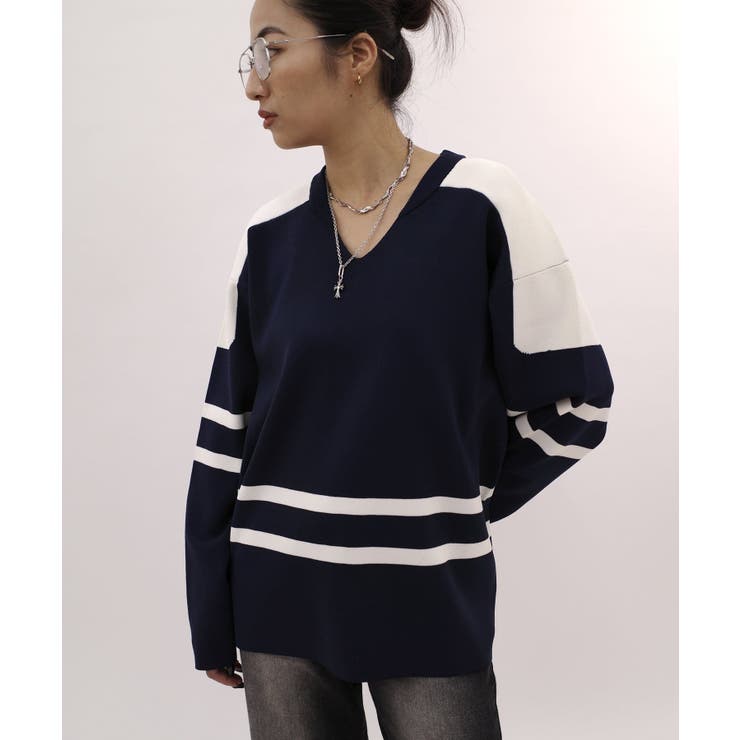 ★フーページ★ WHO'S WHO gallery】マルチボーダージップニット | OUTLET