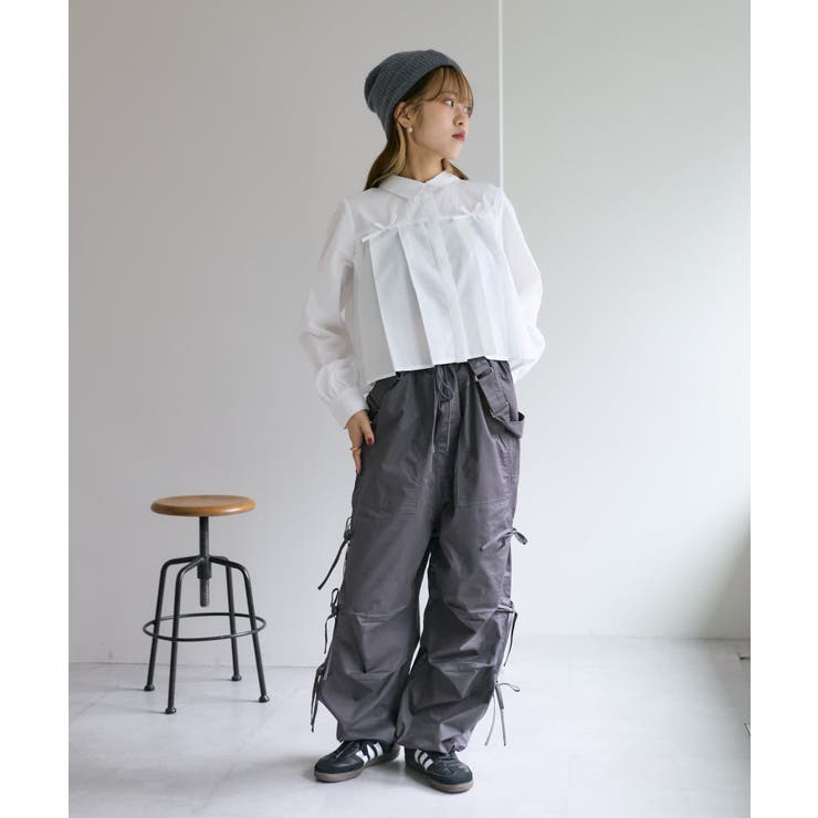 【w closet】ﾘﾎﾞﾝﾌﾟﾘｰﾂｼｬﾂ