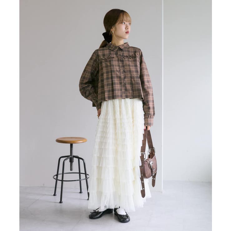 【w closet】ﾘﾎﾞﾝﾌﾟﾘｰﾂｼｬﾂ
