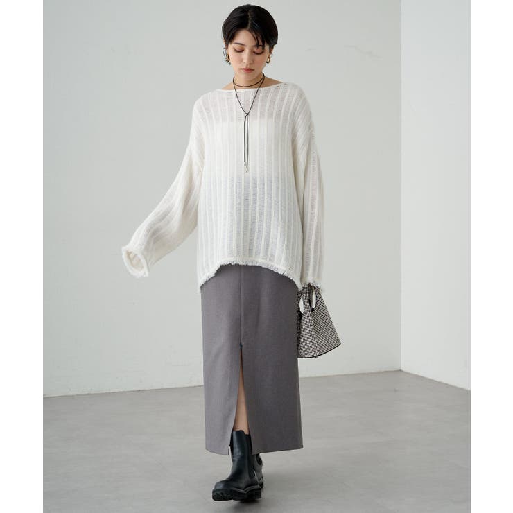 【Loungedress】ﾌﾛﾝﾄZIPﾛﾝｸﾞSK