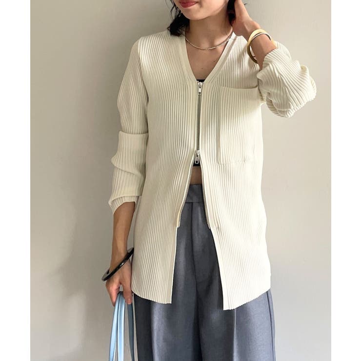 【Omekashi】リブZIPニットカーディガン[品番：PALW0004164]｜PAL GROUP  OUTLET（パルグループアウトレット）のレディースファッション通販｜SHOPLIST（ショップリスト）