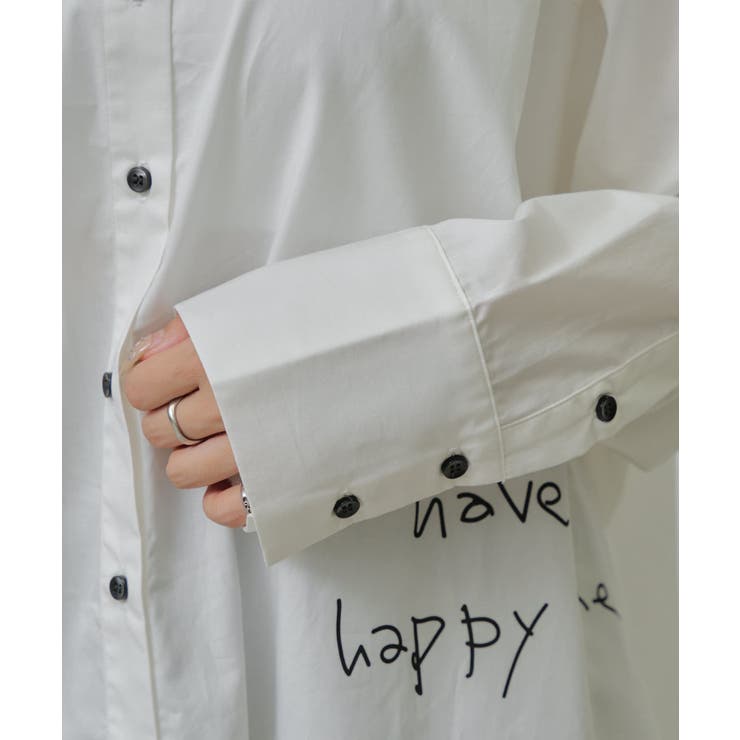 RAY CASSIN】ラクガキ刺繍ストライプシャツ[品番：PALW0004166