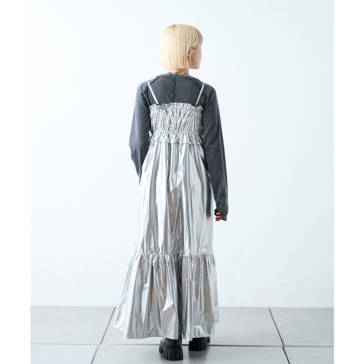 最安挑戦！ w closet】レザーライクシャーリングキャミワンピース[品番 ワンピース