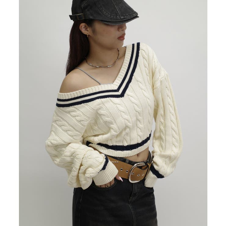 【WHO'S WHO gallery】チルデンVネックニット