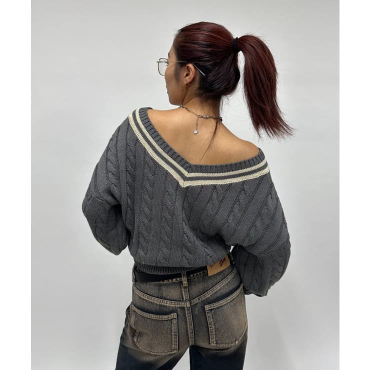 アパルトモン♡Jacquared Vネック KNIT