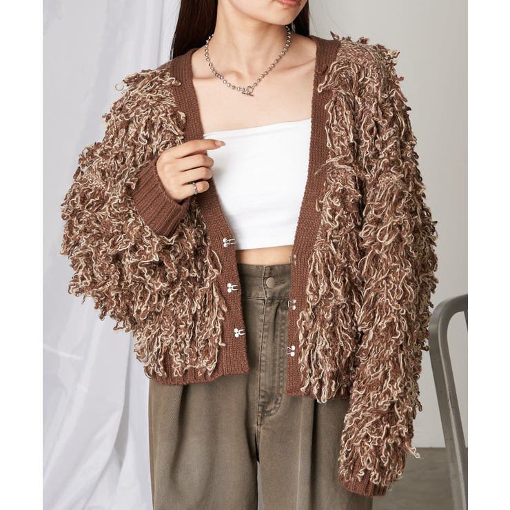 未使用【ザラ】ミックスカラー ツイード フリンジ オープン カーディガン S 茶 ZARA - 未使用【ザラ】ミックスカラー ツイード フリンジ オープン