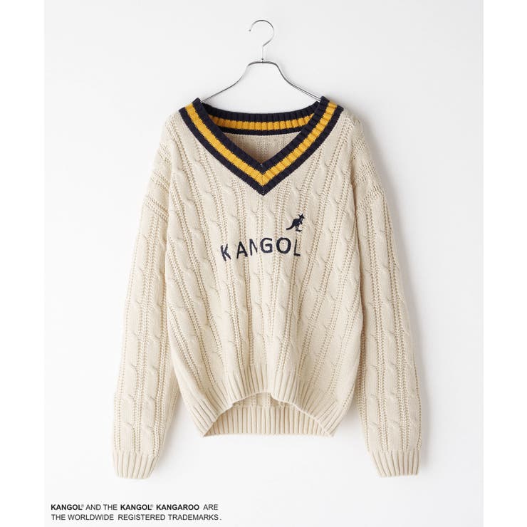 【Ciaopanic】【WOOAH×KANGOL】Vﾈｯｸｹｰﾌﾞﾙ編みﾆｯﾄ