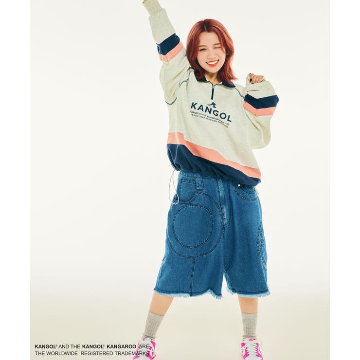 Ciaopanic】【WOOAH×KANGOL】ハーフジップスウェット[品番