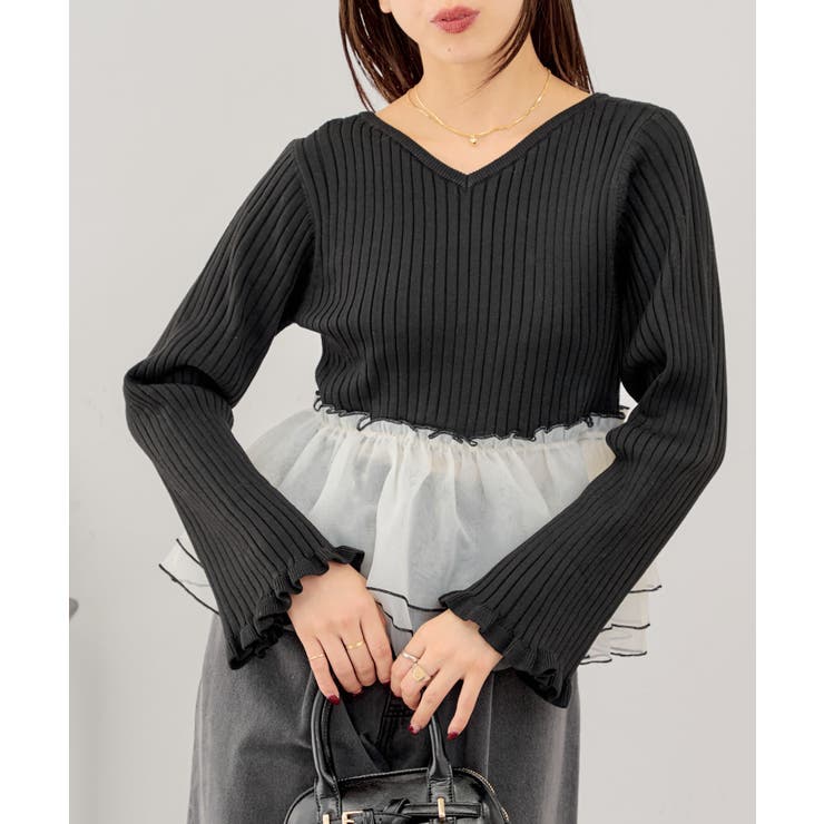 Chico】ニットドッキングフリルトップス[品番：PALW0004412]｜PAL GROUP  OUTLET（パルグループアウトレット）のレディースファッション通販｜SHOPLIST（ショップリスト）