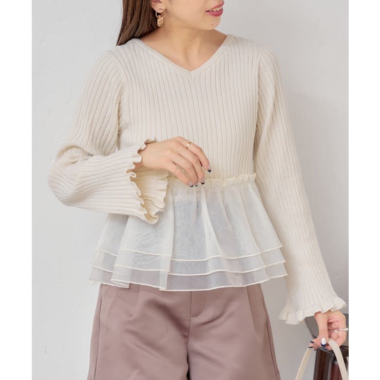 Chico】ニットドッキングフリルトップス[品番：PALW0004412]｜PAL GROUP  OUTLET（パルグループアウトレット）のレディースファッション通販｜SHOPLIST（ショップリスト）