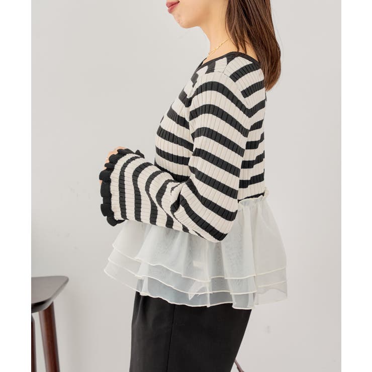 【Chico】ニットドッキングフリルトップス[品番：PALW0004412]｜PAL GROUP  OUTLET（パルグループアウトレット）のレディースファッション通販｜SHOPLIST（ショップリスト）