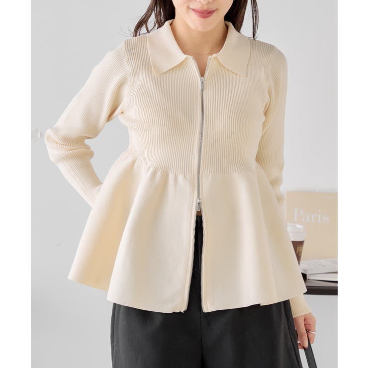 Chico】ペプラムZIPニット[品番：PALW0004413]｜PAL GROUP OUTLET