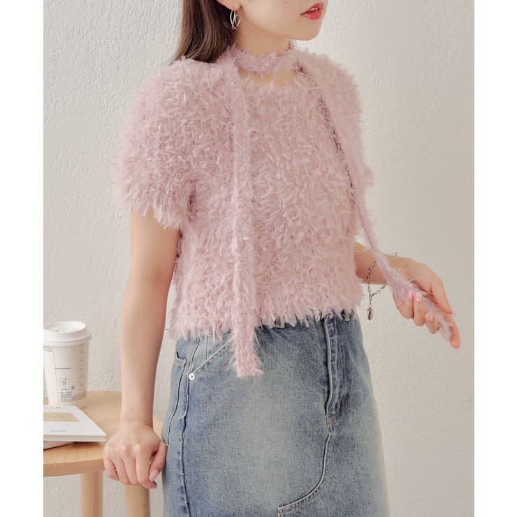 Chico】リボンフェザー半袖ニット[品番：PALW0004483]｜PAL GROUP