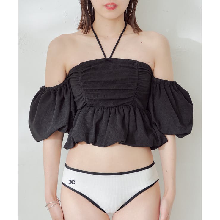 diante ペプラムベアトップ　ブラック新品 ペプラムバルーンベアトップス | c h é m e